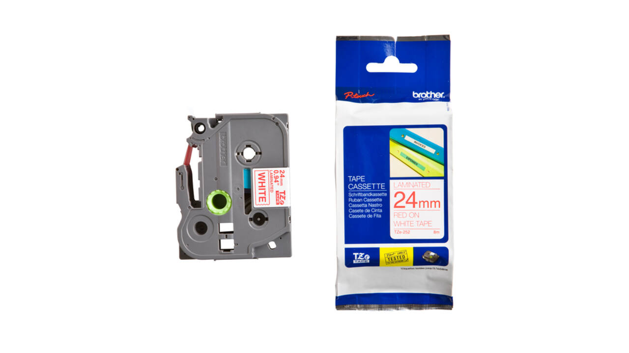 Labeltape Brother P-touch TZe-252 standaard 24mm rood op wit