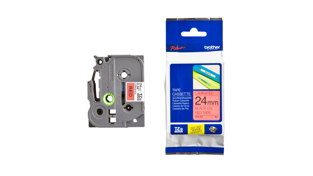 Labeltape Brother P-touch TZe-451 standaard 24mm zwart op rood