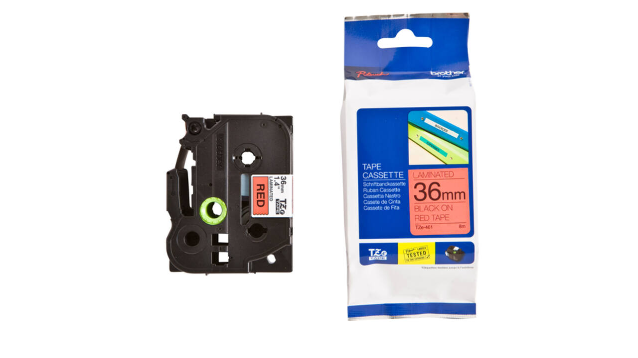 Labeltape Brother P-touch TZe-461 standaard 36mm zwart op rood