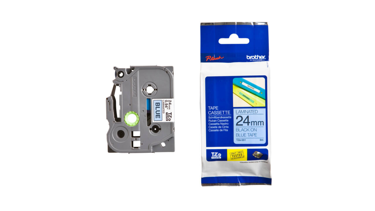 Labeltape Brother P-touch TZe-551 standaard 24mm zwart op blauw