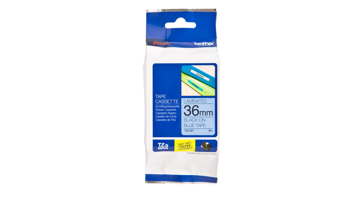 Labeltape Brother P-touch TZe-561 standaard 36mm zwart op blauw