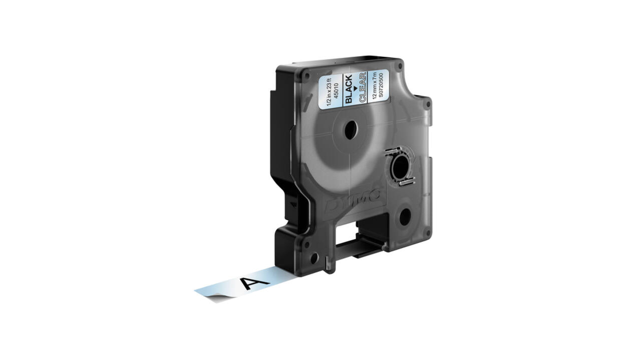 Labeltape Dymo LabelManager D1 polyester 12mm zwart op transparant