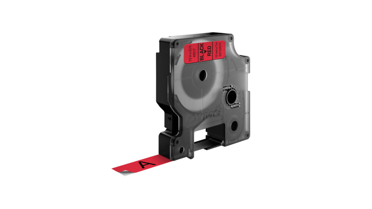 Labeltape Dymo LabelManager D1 polyester 12mm zwart op rood