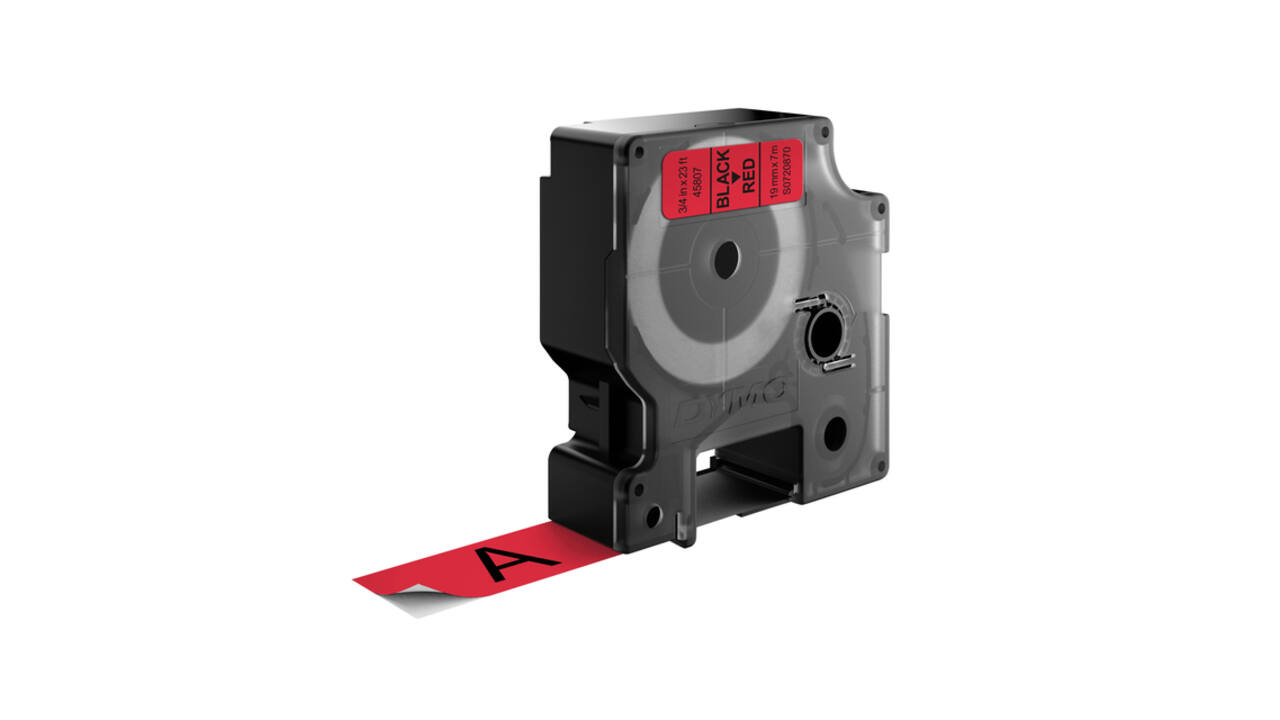 Labeltape Dymo LabelManager D1 polyester 19mm zwart op rood