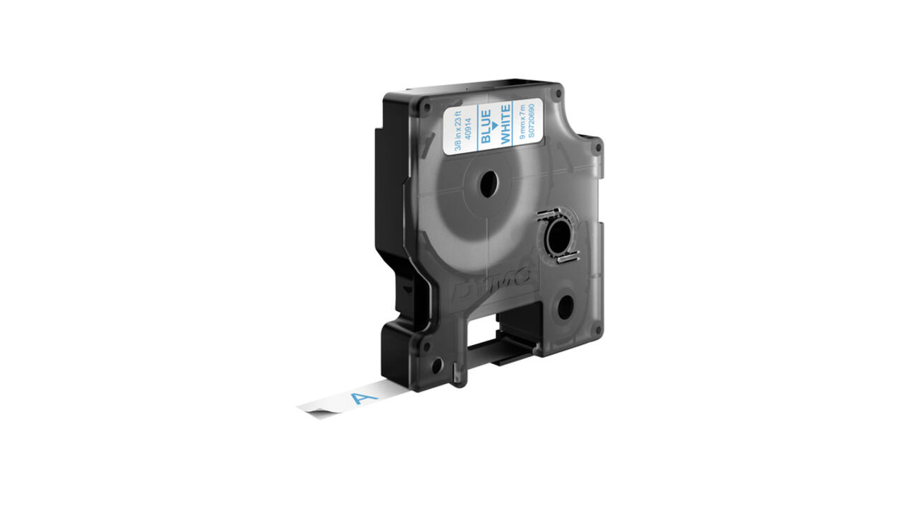 Labeltape Dymo LabelManager D1 polyester 9mm blauw op wit