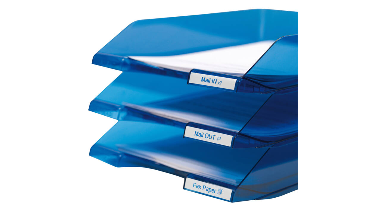 Labeltape Dymo LabelManager D1 polyester 9mm blauw op wit