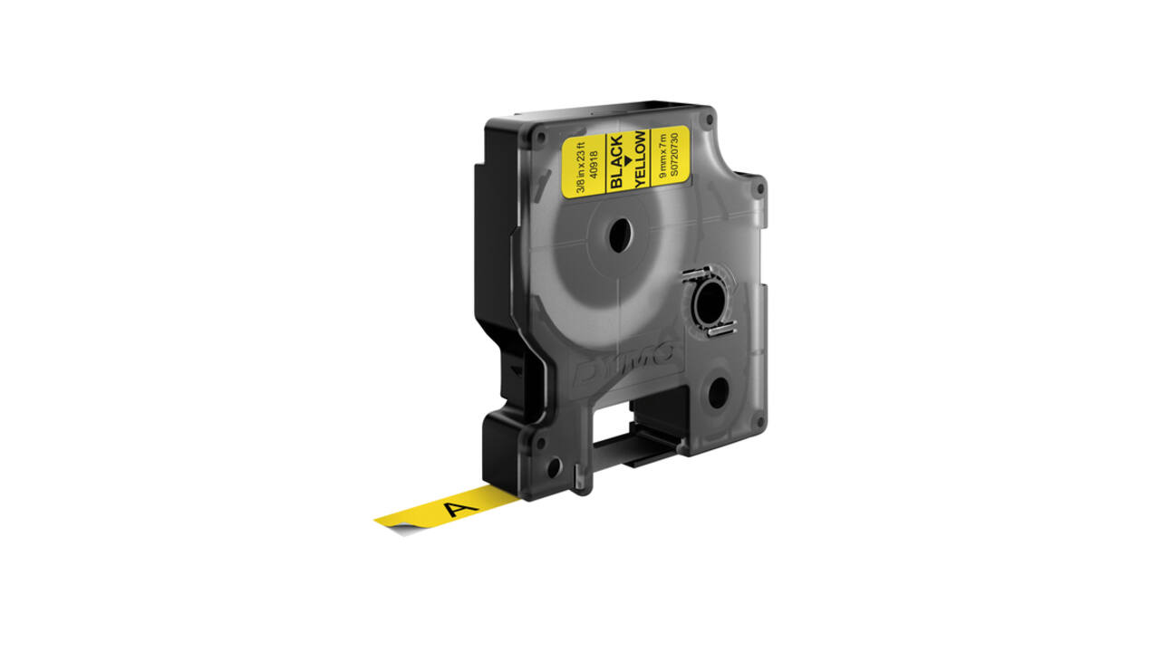 Labeltape Dymo LabelManager D1 polyester 9mm zwart op geel