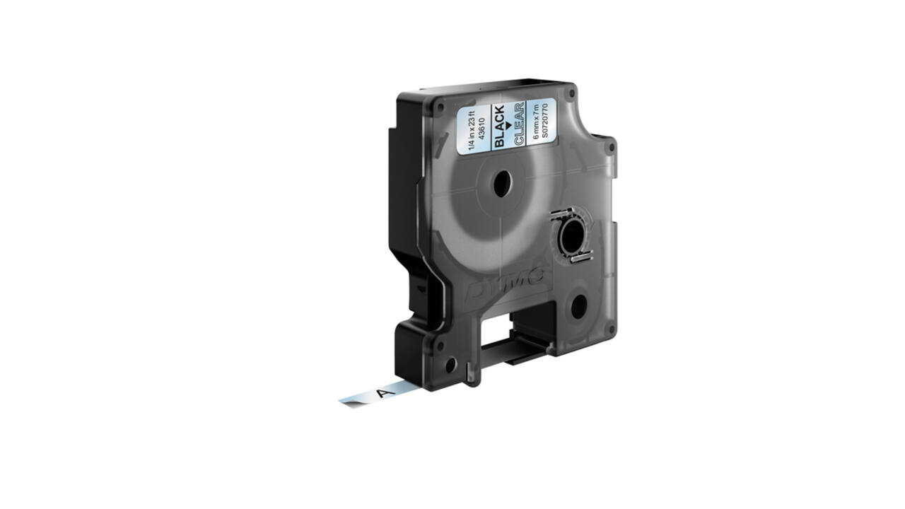 Labeltape Dymo LabelManager D1 polyester 6mm zwart op transparant