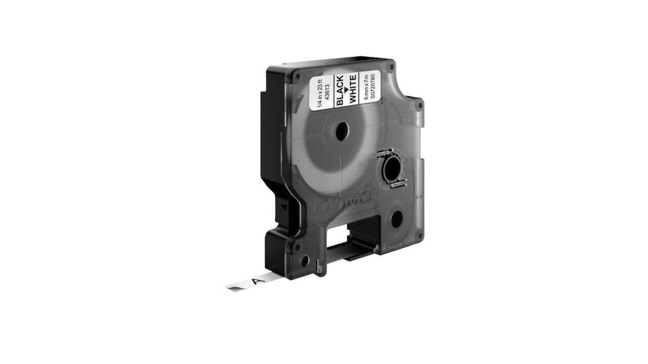 Labeltape Dymo LabelManager D1 polyester 6mm zwart op wit