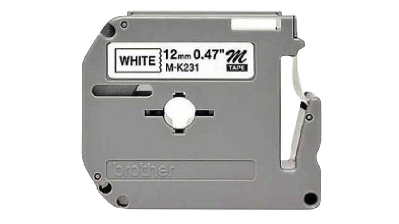 Labeltape Brother P-touch M-K231 ongelamineerd 12mm zwart op wit