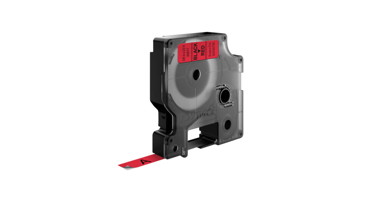 Labeltape Dymo LabelManager D1 polyester 9mm zwart op rood