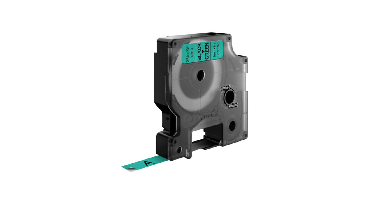 Labeltape Dymo LabelManager D1 polyester 9mm zwart op groen