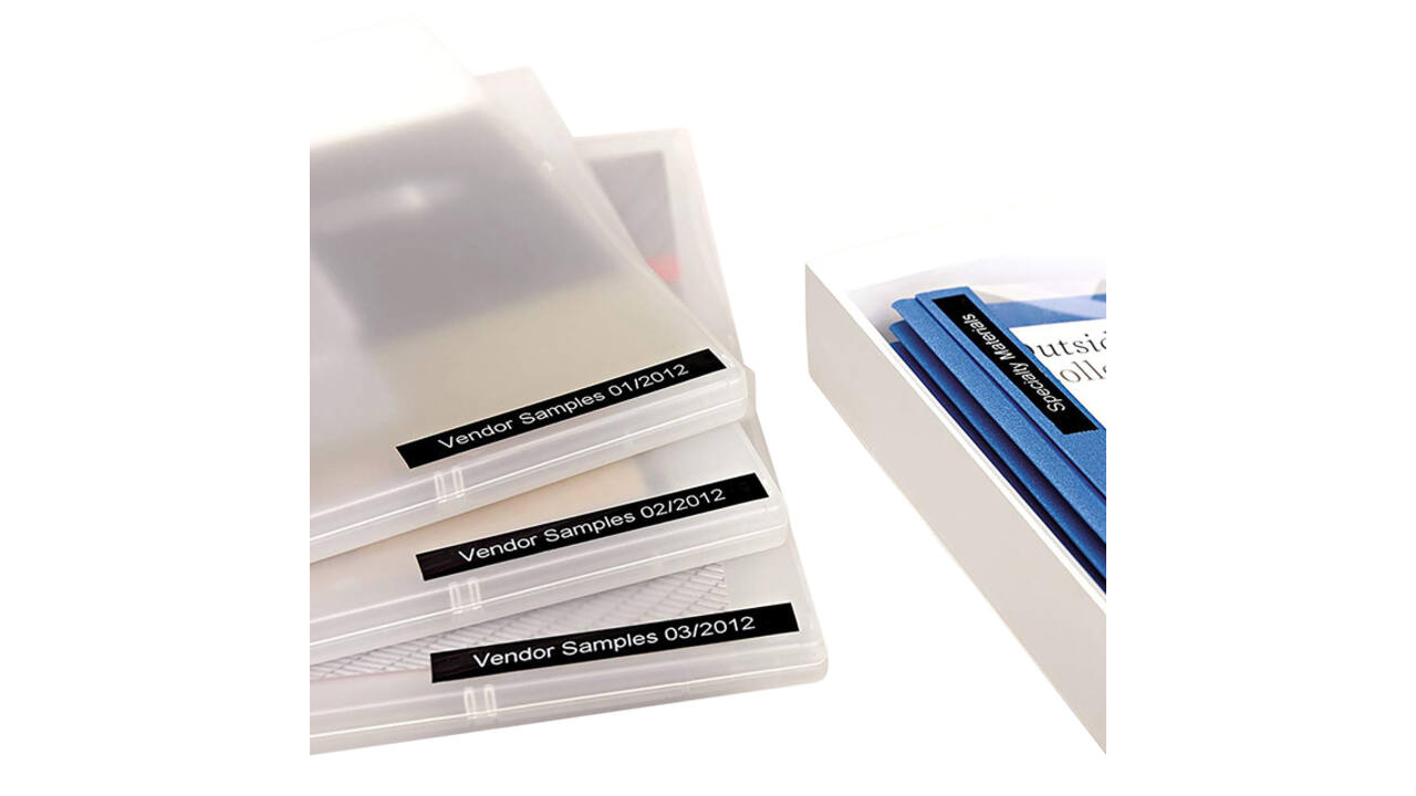 Labeltape Dymo LabelManager D1 polyester 19mm wit op zwart