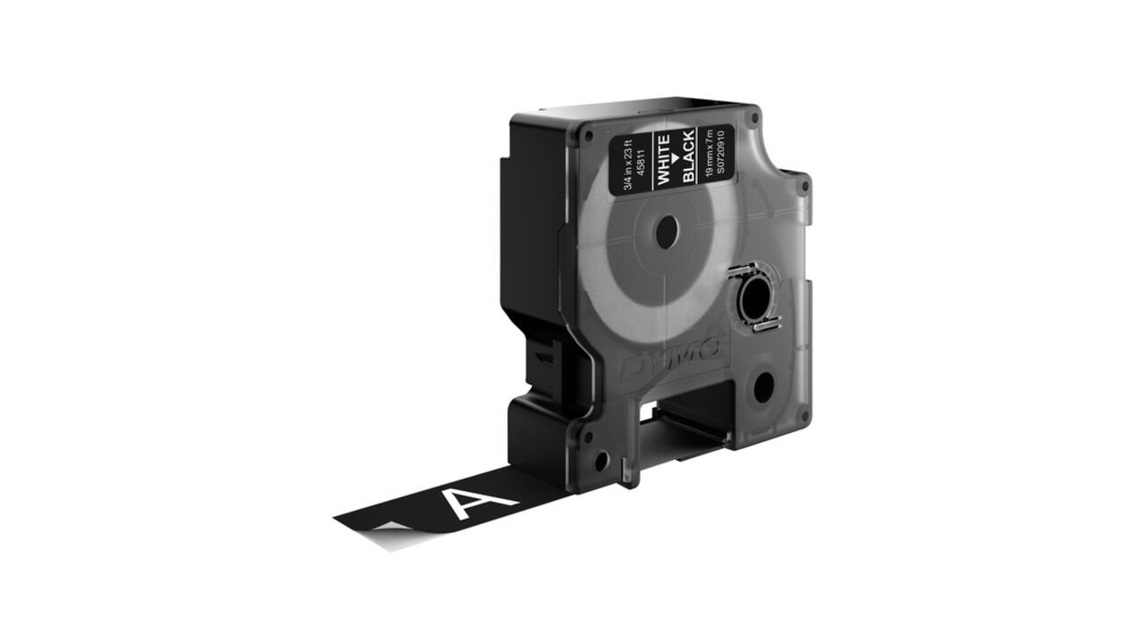 Labeltape Dymo LabelManager D1 polyester 19mm wit op zwart