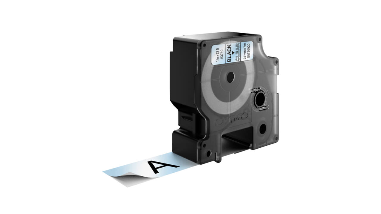 Labeltape Dymo LabelManager D1 polyester 24mm zwart op transparant