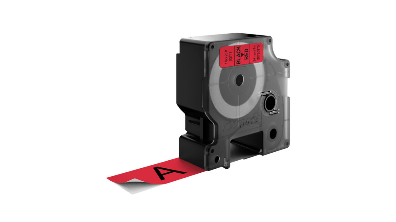 Labeltape Dymo LabelManager D1 polyester 24mm zwart op rood