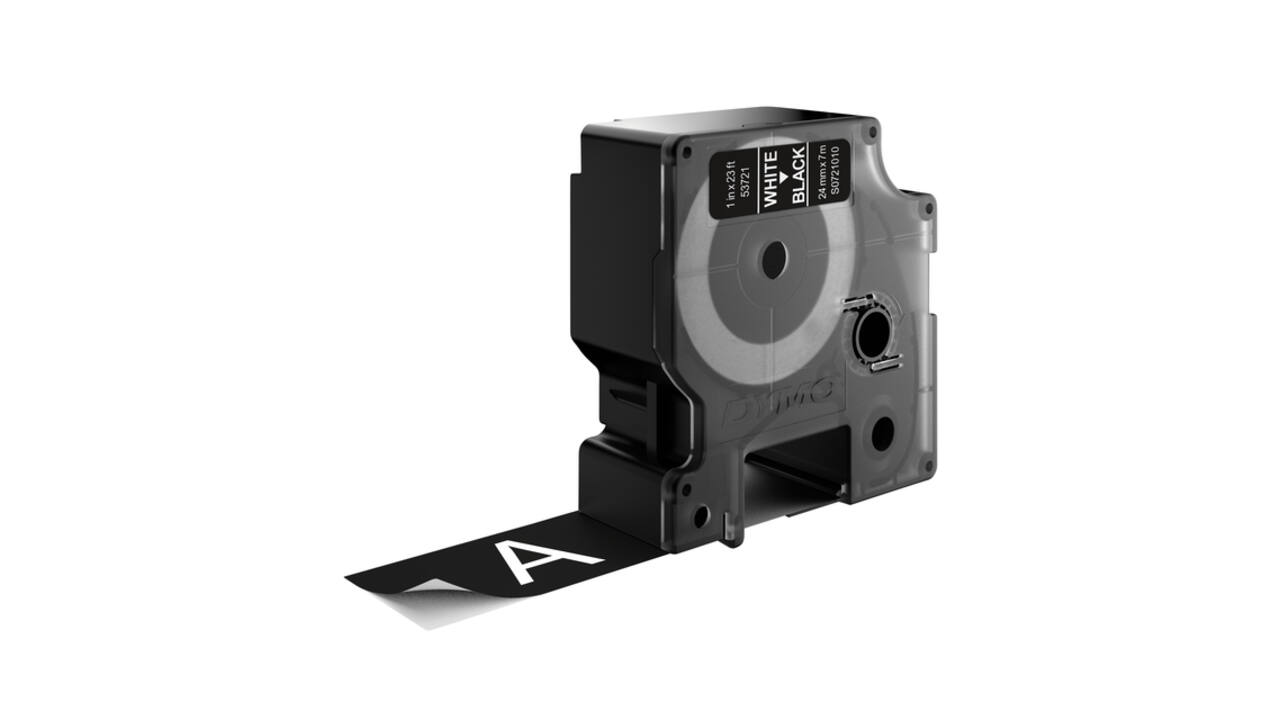 Labeltape Dymo LabelManager D1 polyester 24mm wit op zwart