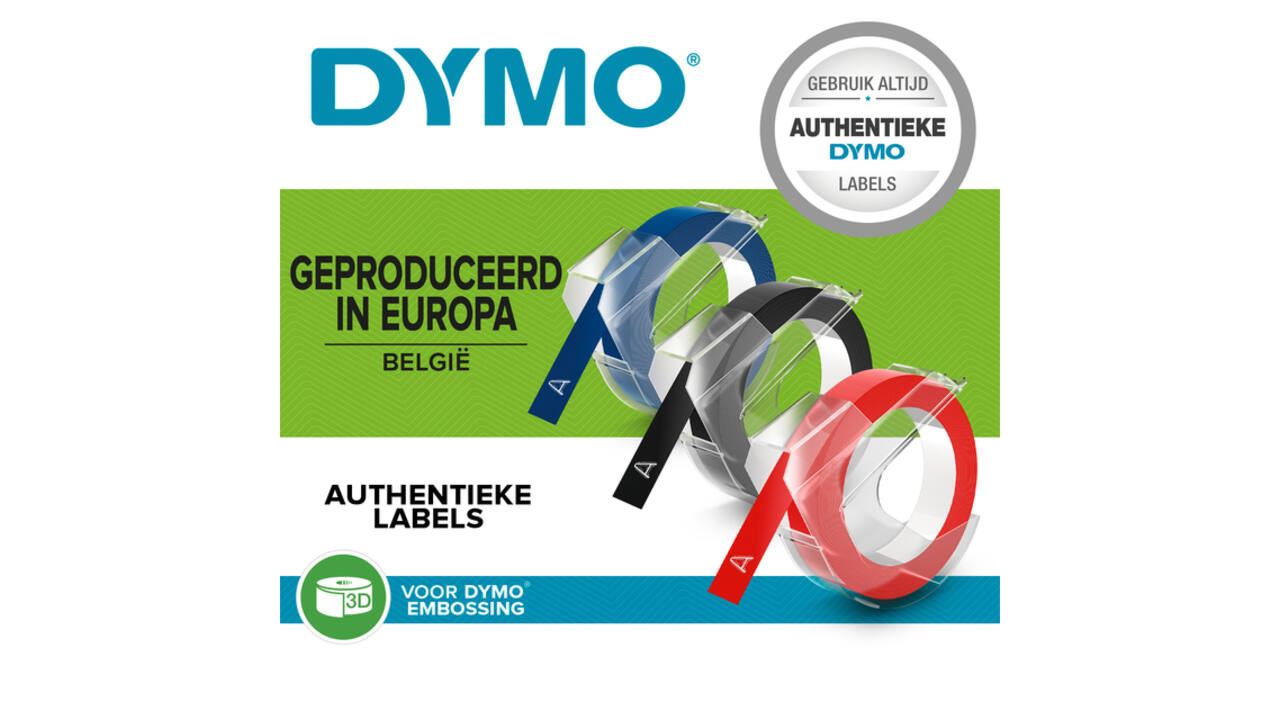 Reliëftape Dymo embossing vinyl 9mm assorti 3 stuks