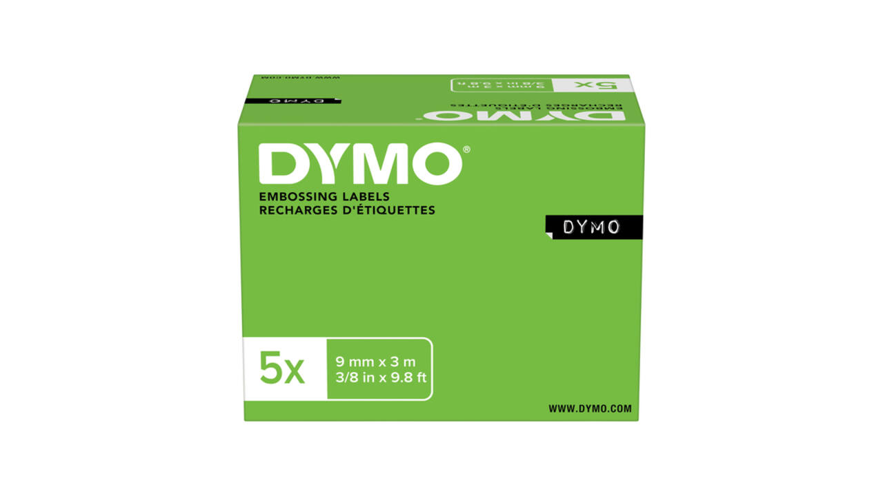 Reliëftape Dymo embossing vinyl 9mm assorti 3 stuks