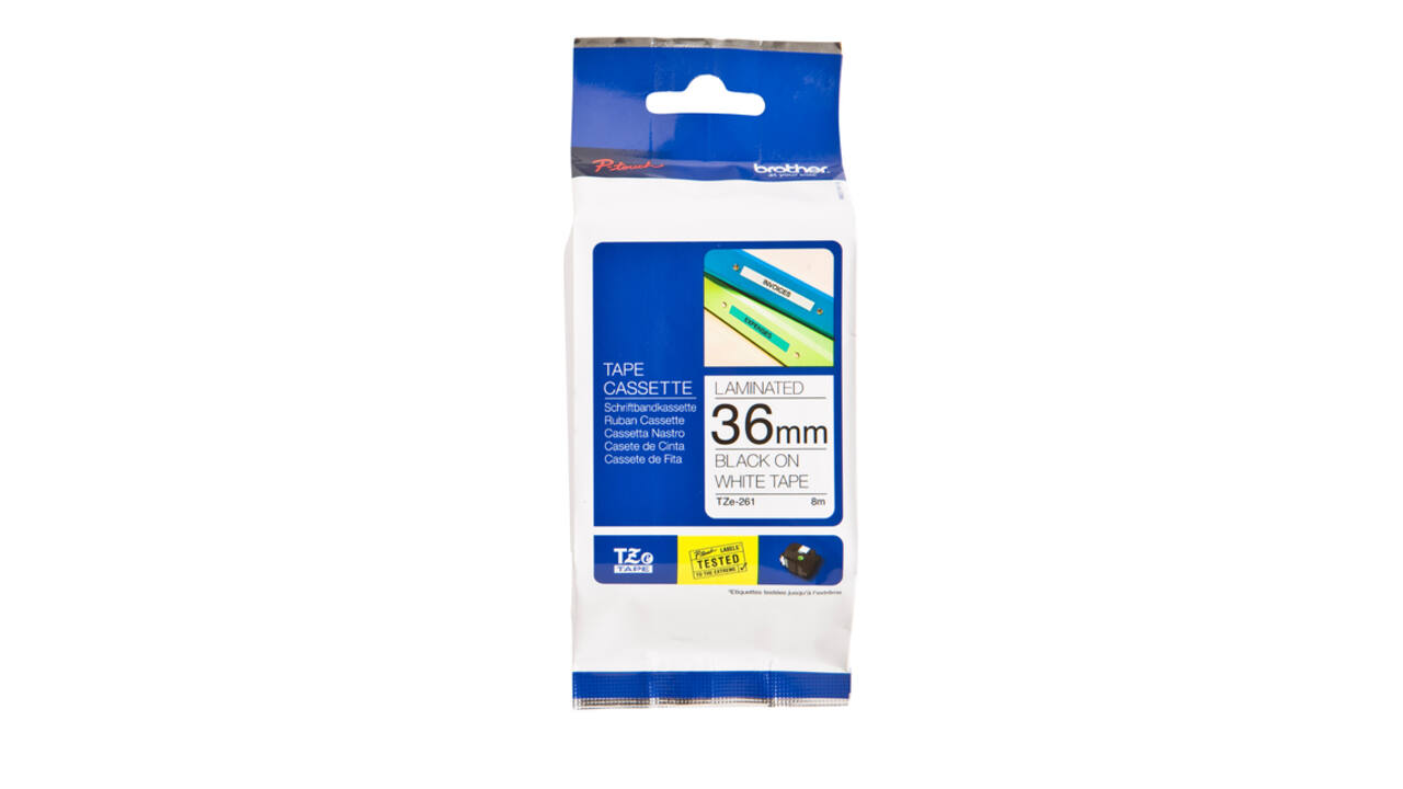 Labeltape Brother P-touch TZe-261 standaard 36mm zwart op wit