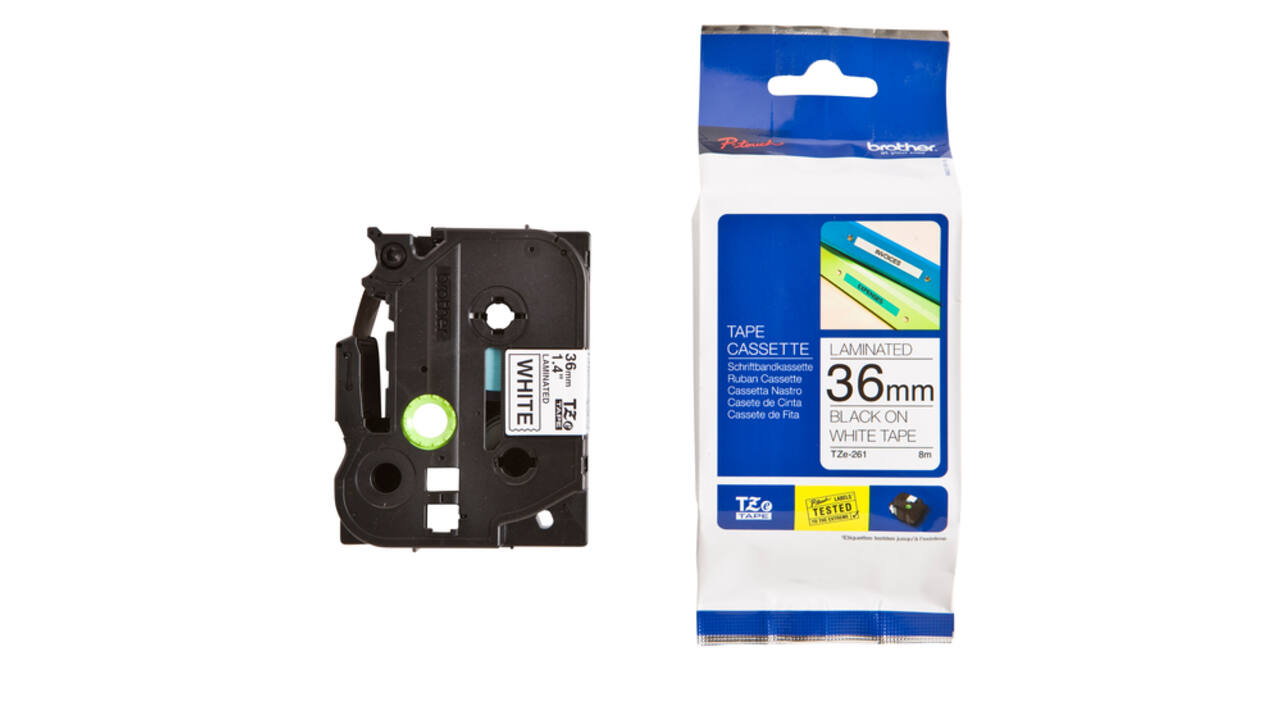 Labeltape Brother P-touch TZe-261 standaard 36mm zwart op wit