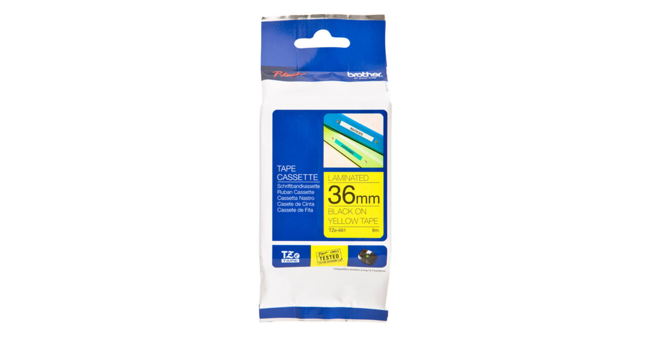 Labeltape Brother P-touch TZe-661 standaard 36mm zwart op geel