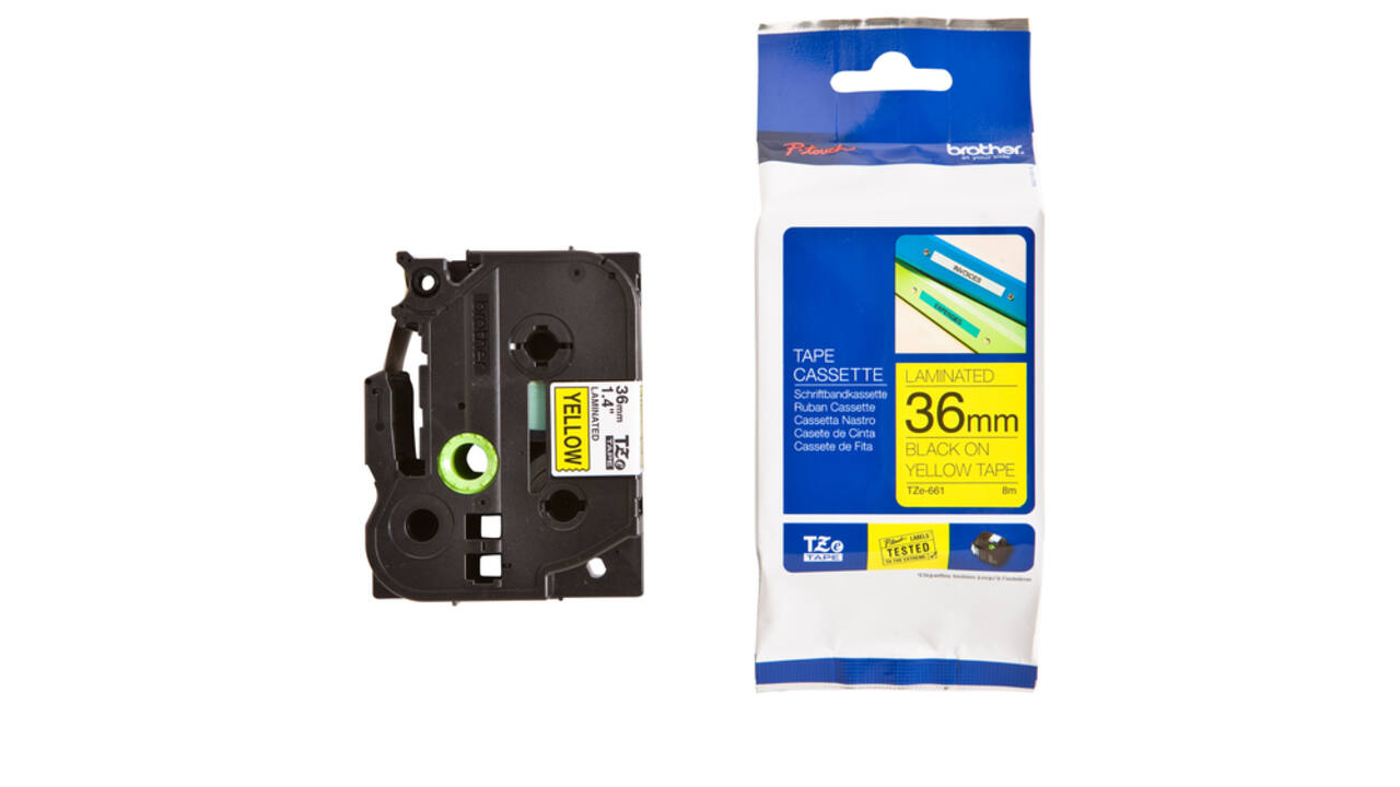 Labeltape Brother P-touch TZe-661 standaard 36mm zwart op geel