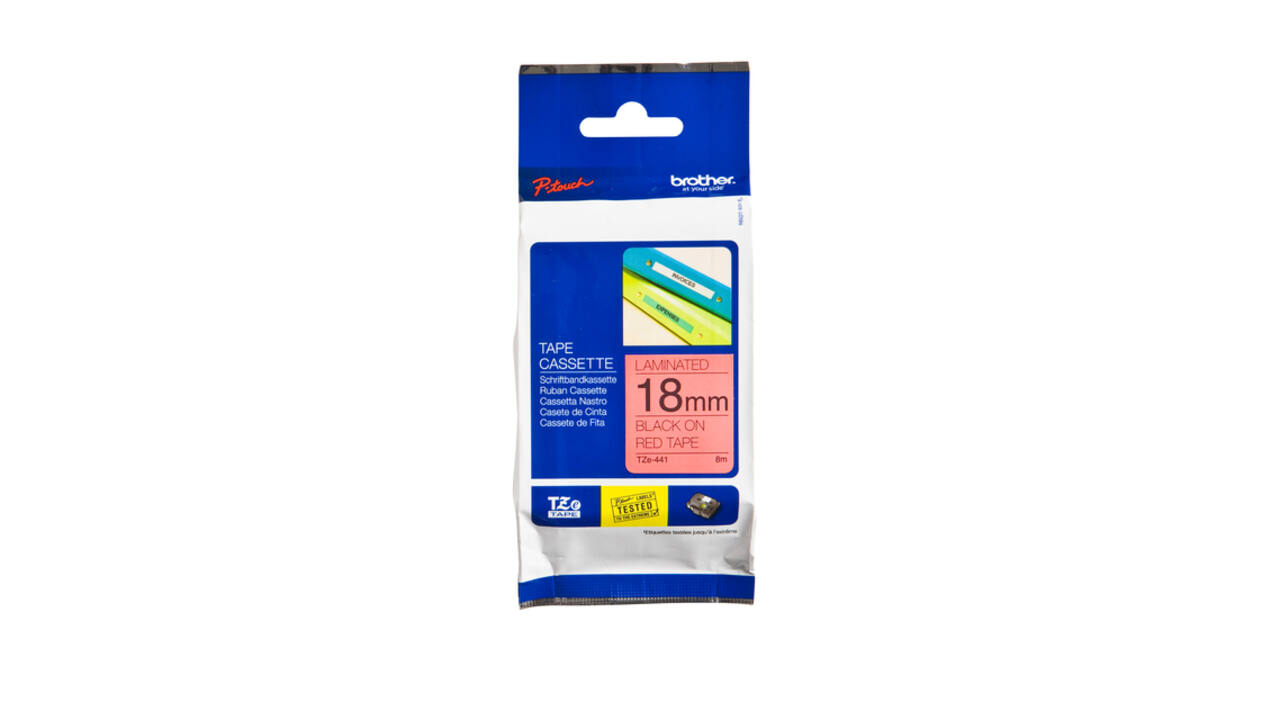 Labeltape Brother P-touch TZe-441 standaard 18mm zwart op rood