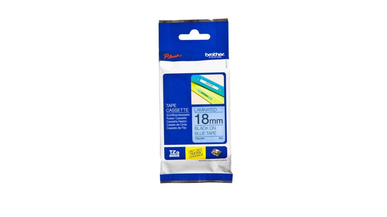 Labeltape Brother P-touch TZe-541 standaard 18mm zwart op blauw