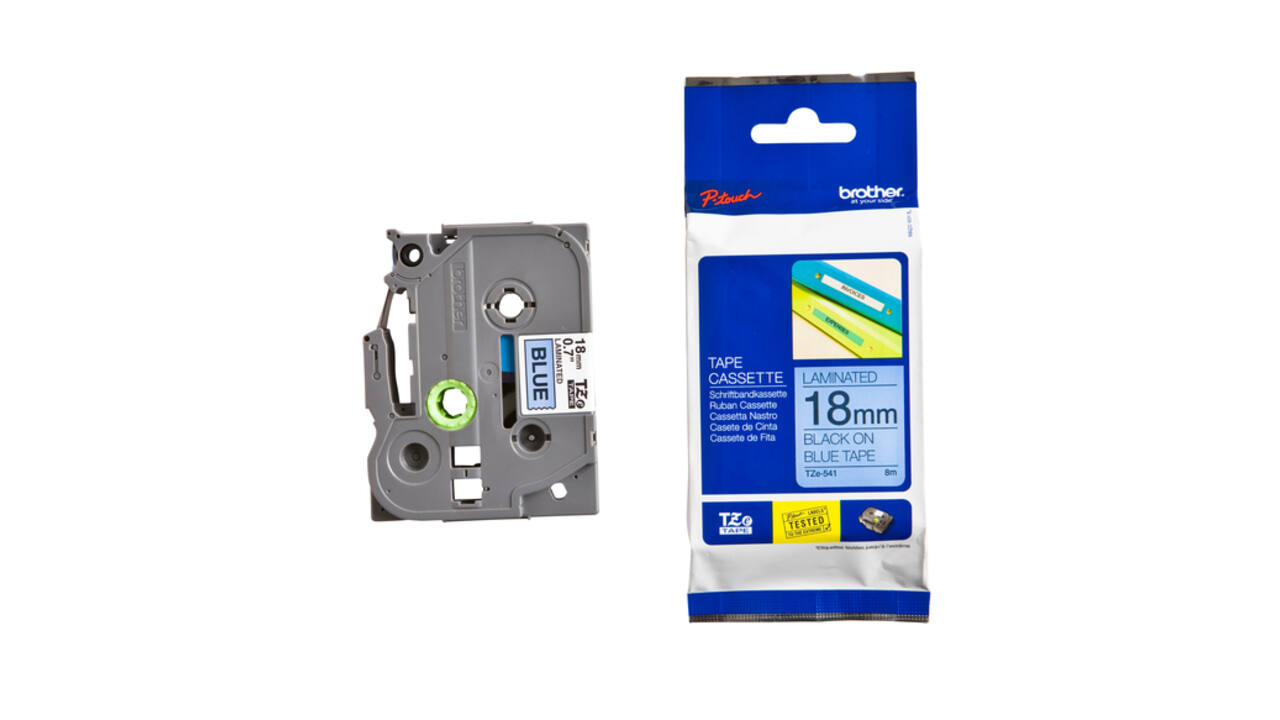 Labeltape Brother P-touch TZe-541 standaard 18mm zwart op blauw