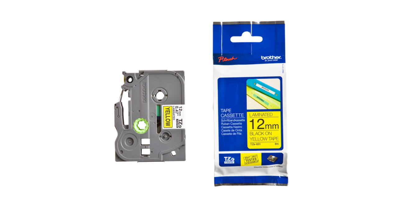 Labeltape Brother P-touch TZe-631 standaard 12mm zwart op geel