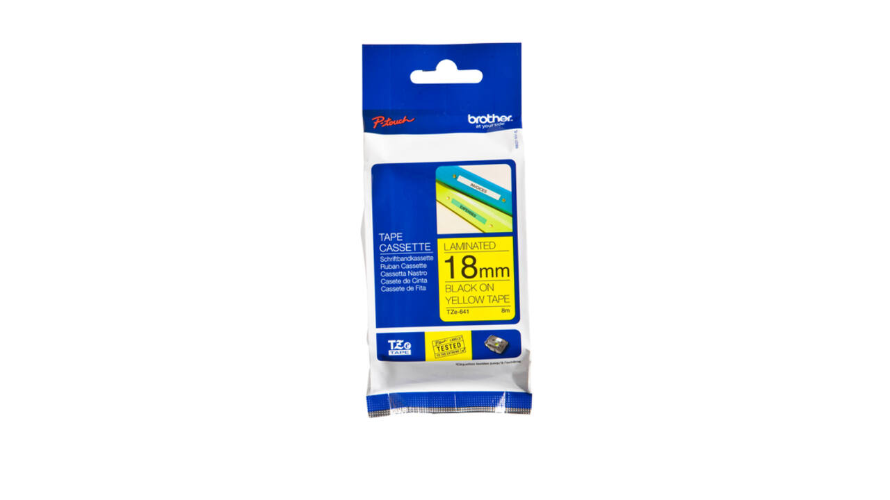 Labeltape Brother P-touch TZe-641 standaard 18mm zwart op geel