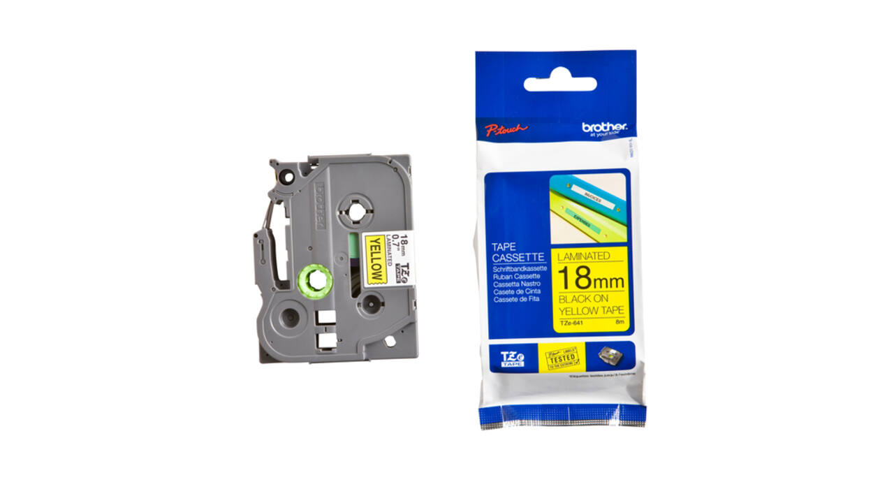 Labeltape Brother P-touch TZe-641 standaard 18mm zwart op geel