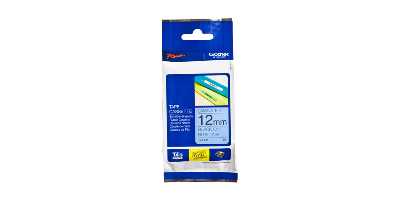 Labeltape Brother P-touch TZe-531 standaard 12mm zwart op blauw