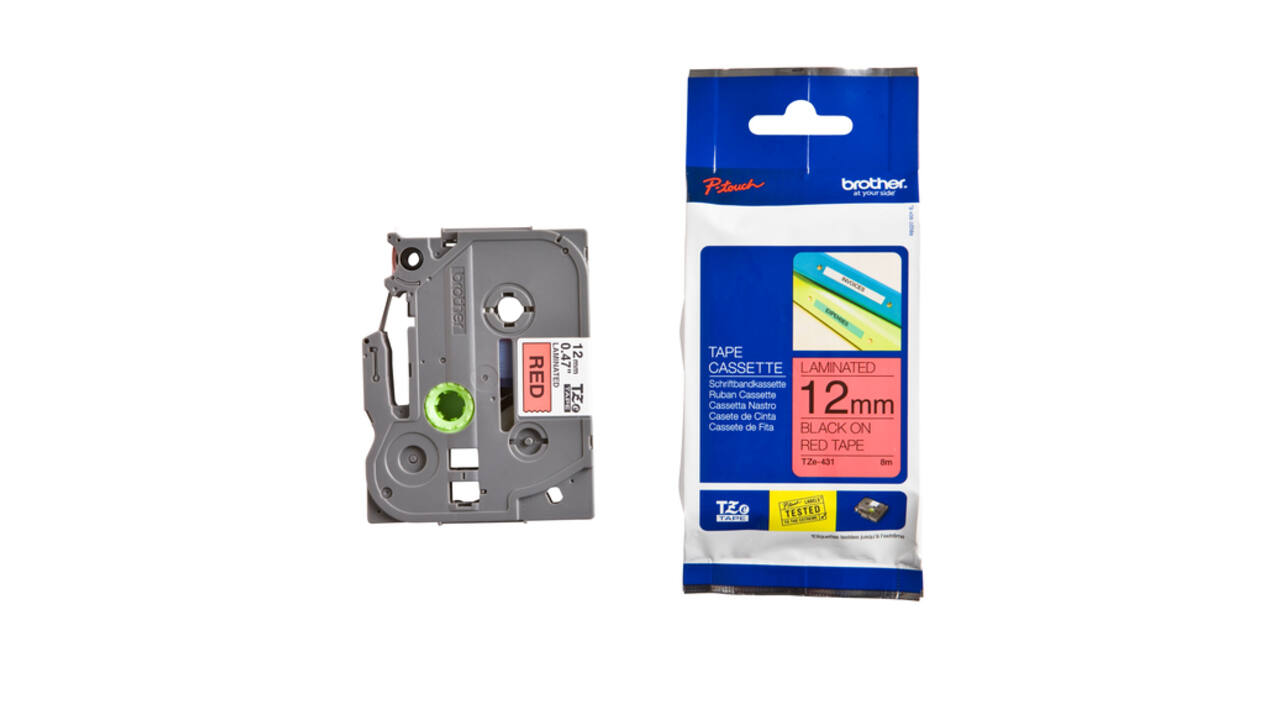 Labeltape Brother P-touch TZe-431 standaard 12mm zwart op rood