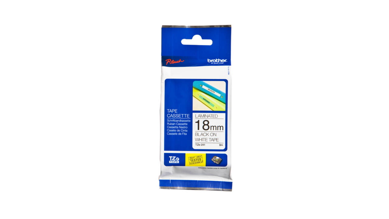 Labeltape Brother P-touch TZe-241 standaard 18mm zwart op wit