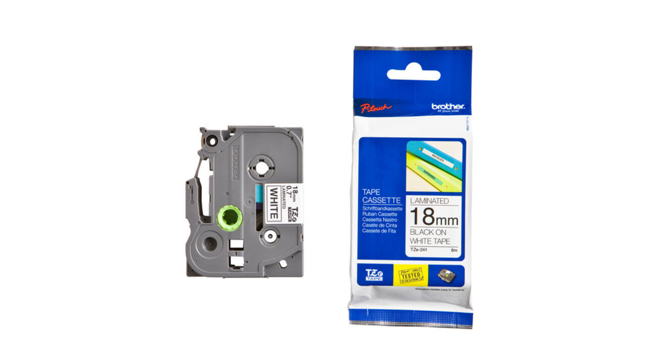 Labeltape Brother P-touch TZe-241 standaard 18mm zwart op wit