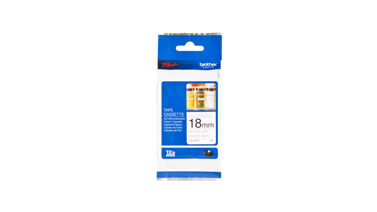 Labeltape Brother P-touch TZe-N241 ongelamineerd 18mm zwart op wit