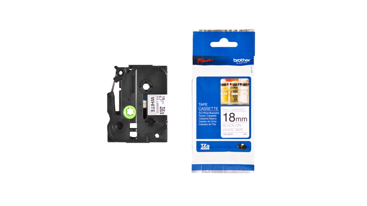 Labeltape Brother P-touch TZe-N241 ongelamineerd 18mm zwart op wit
