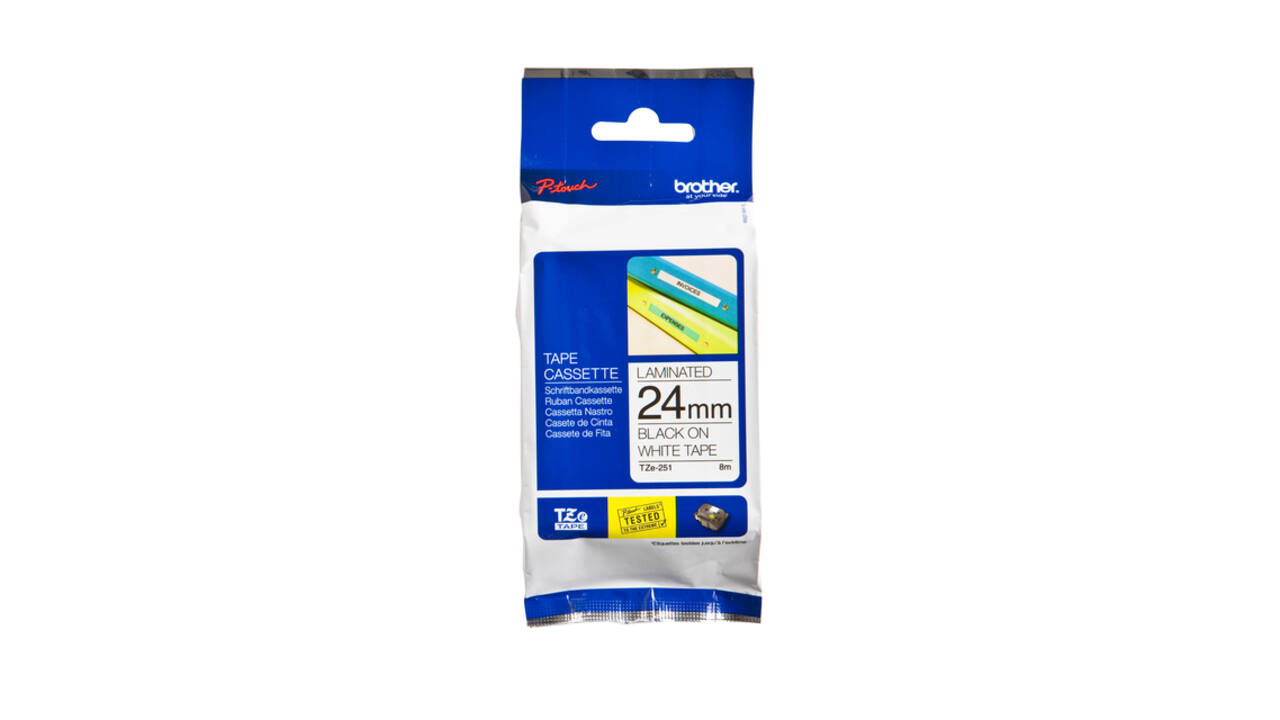 Labeltape Brother P-touch TZe-251 standaard 24mm zwart op wit