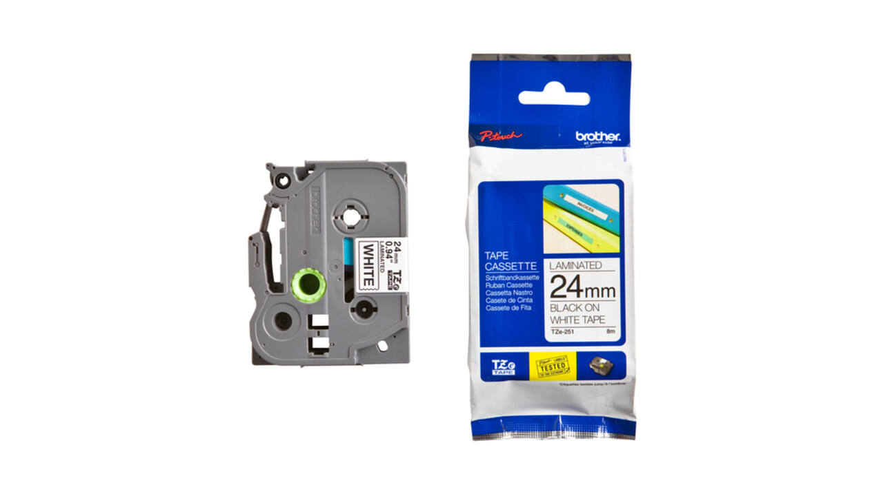 Labeltape Brother P-touch TZe-251 standaard 24mm zwart op wit