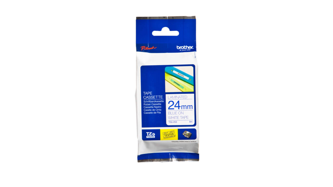 Labeltape Brother P-touch TZe-253 standaard 24mm blauw op wit