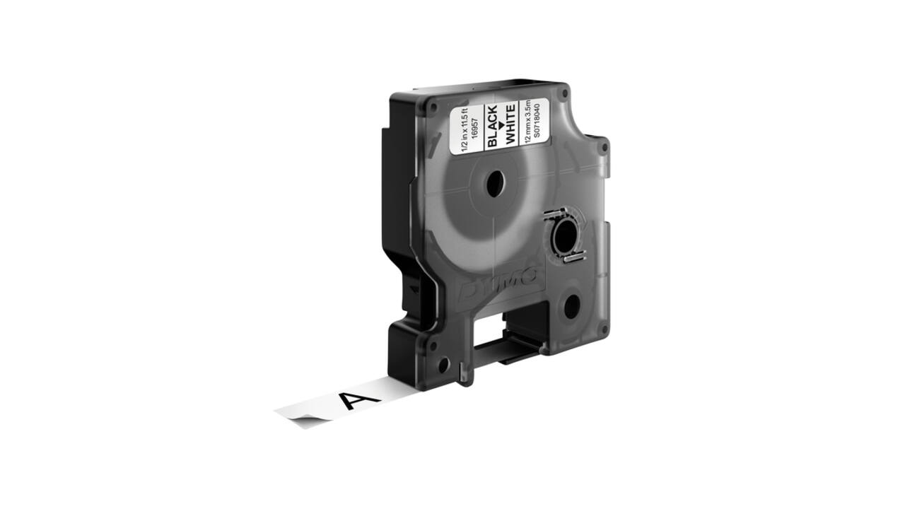 Labeltape Dymo LabelManager D1 nylon 12mm zwart op wit