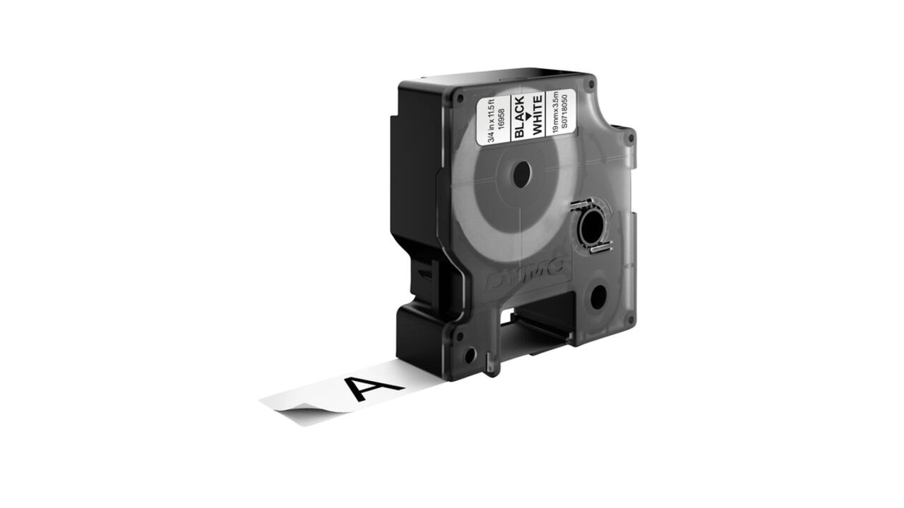 Labeltape Dymo LabelManager D1 nylon 19mm zwart op wit