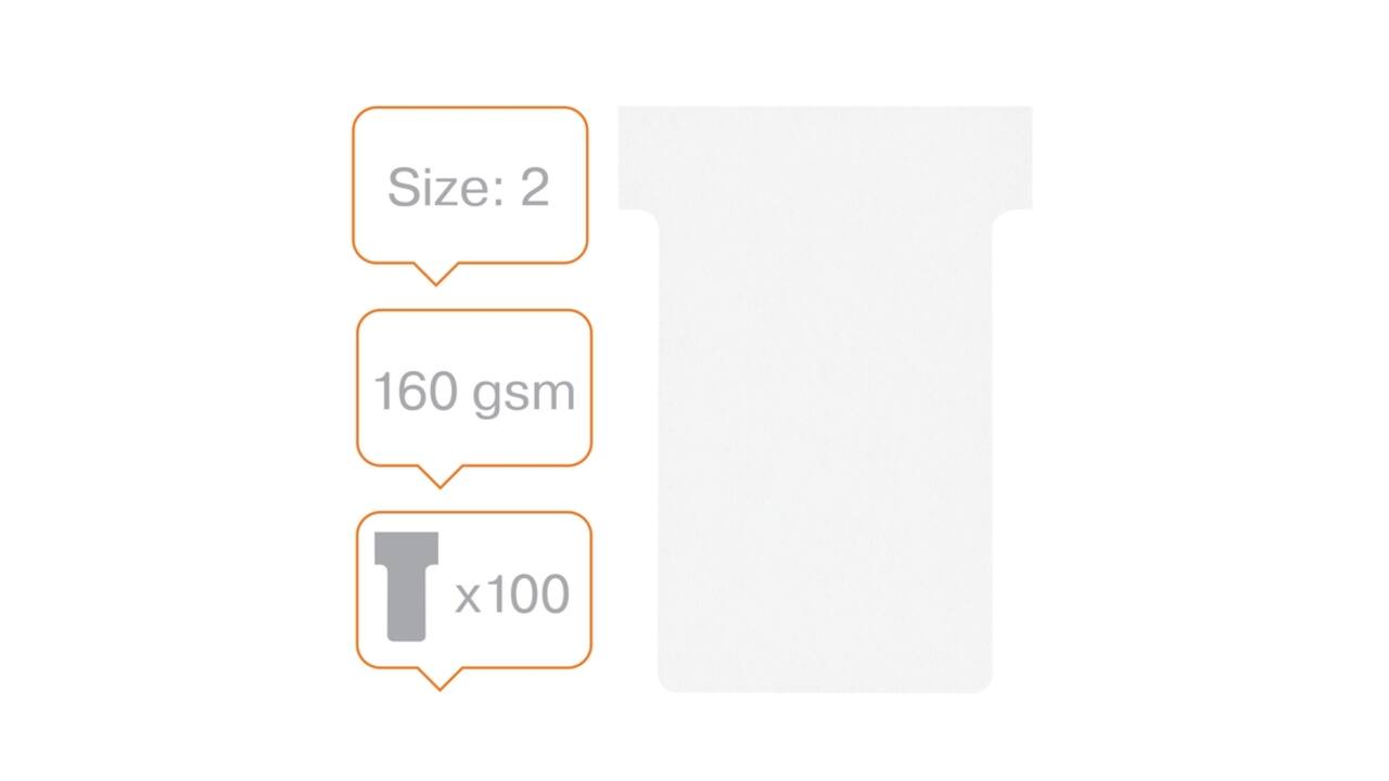 T-kaart Nobo nr.2 48mm wit 100 stuks