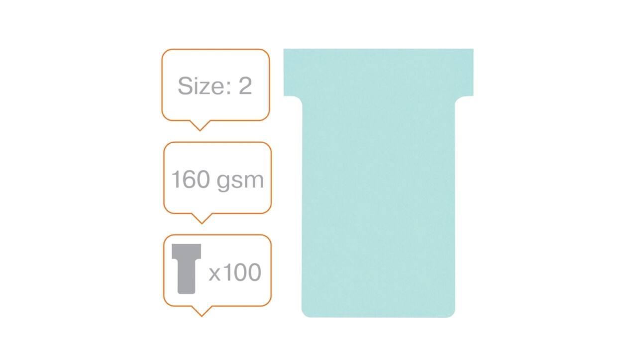 T-kaart Nobo nr.2 48mm blauw 100 stuks