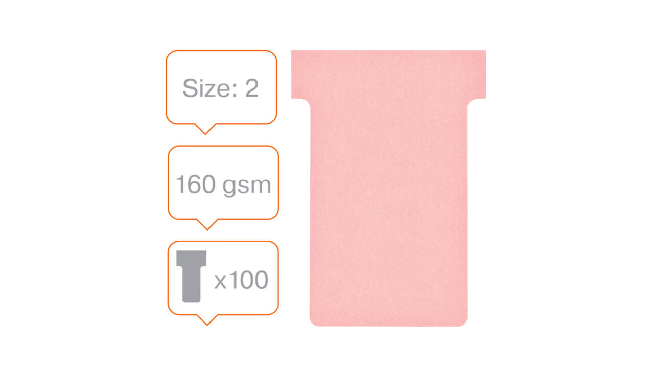 T-kaart Nobo nr.2 48mm roze 100 stuks
