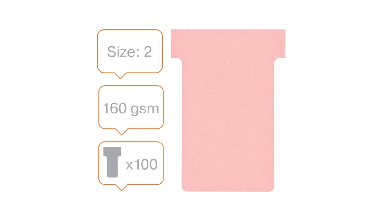 T-kaart Nobo nr.2 48mm roze 100 stuks