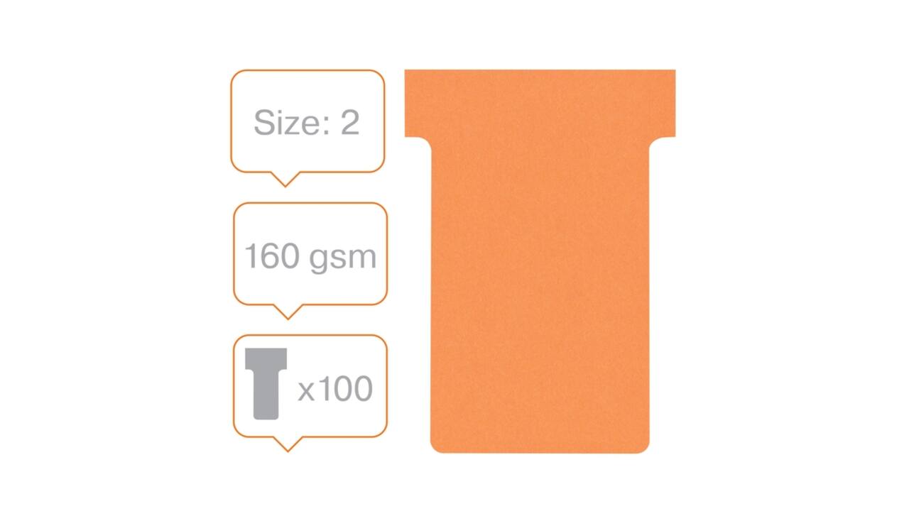 T-kaart Nobo nr.2 48mm oranje 100 stuks