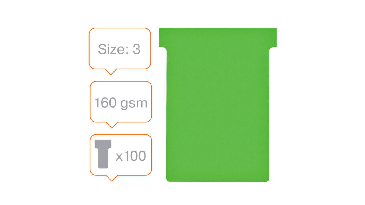 T-kaart Nobo nr.3 80mm groen 100 stuks